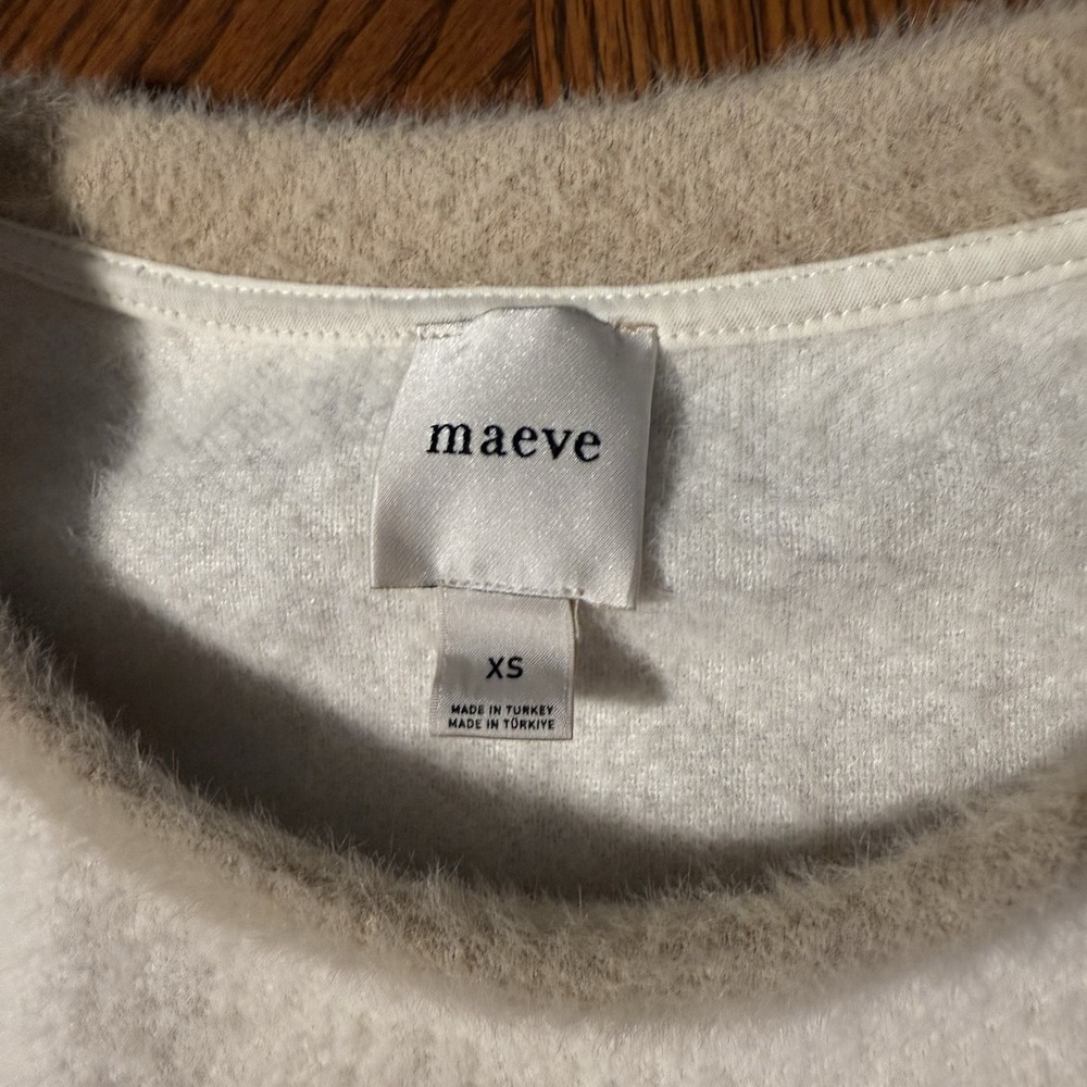 Maeve Anthropologie Ringer Sweater Ivory Cozy Oversized XS - Picture 3 of 8
